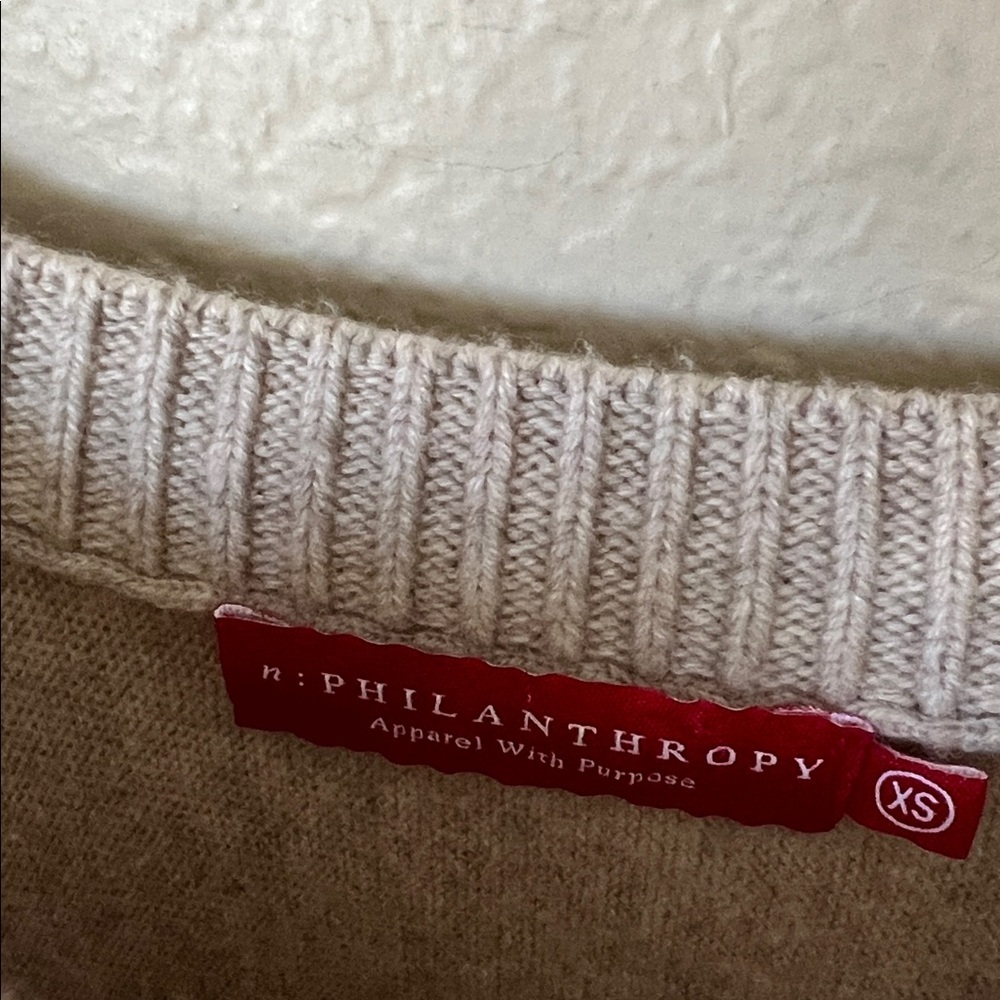 N:philanthropy beige wool cashmere cutout sweater - Picture 5 of 8